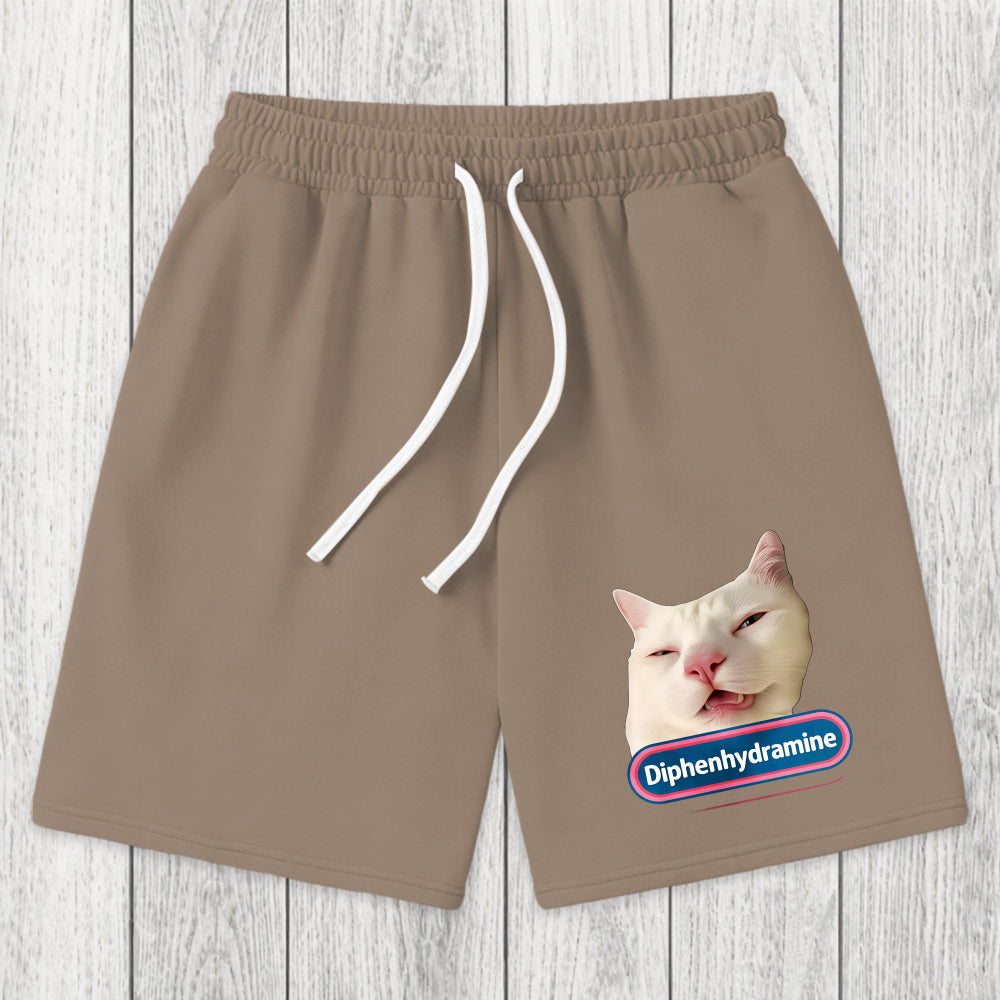 Tokyosol Funny Diphenhydramine Meme Cat Washed Shorts