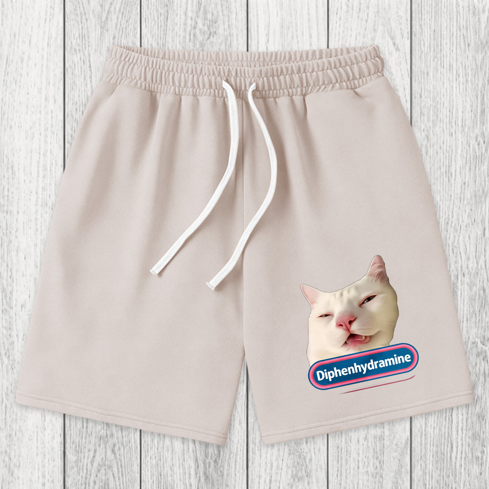 Tokyosol Funny Diphenhydramine Meme Cat Washed Shorts
