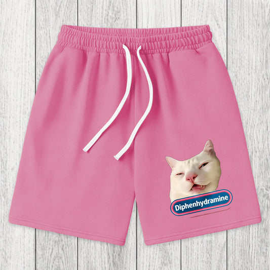 Tokyosol Funny Diphenhydramine Meme Cat Washed Shorts