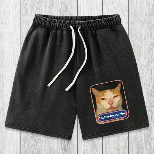 Tokyosol Pink Diphenhydramine Meme Cat Washed Shorts