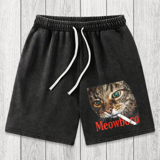 Tokyosol Funny Smoking Cat Meme Washed Shorts