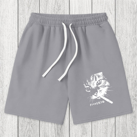 Tokyosol Retro Cat Smoking Washed Shorts
