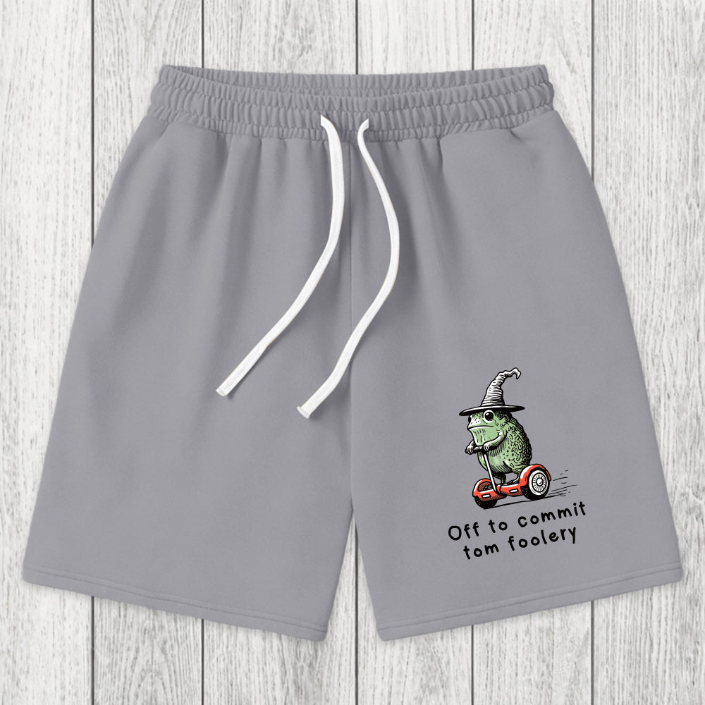 Tokyosol Frog Riding A Balance Scooter Washed Shorts