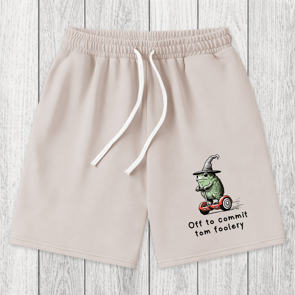 Tokyosol Frog Riding A Balance Scooter Washed Shorts