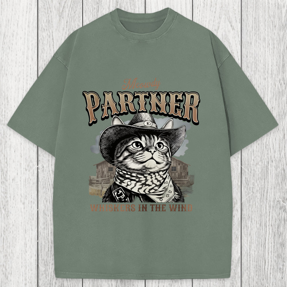 Tokyosol Meowdy Partner Cowboy Cat Washed T-Shirt