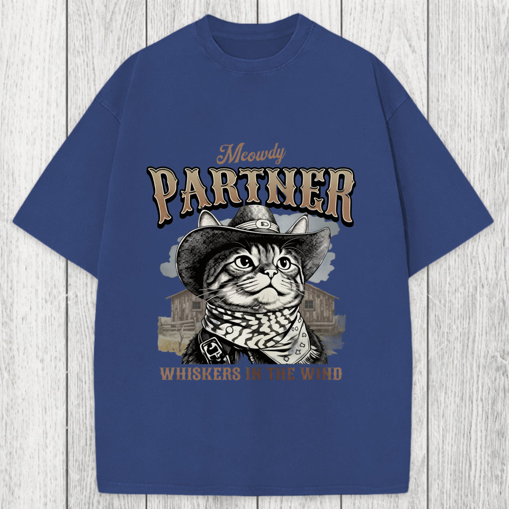 Tokyosol Meowdy Partner Cowboy Cat Washed T-Shirt