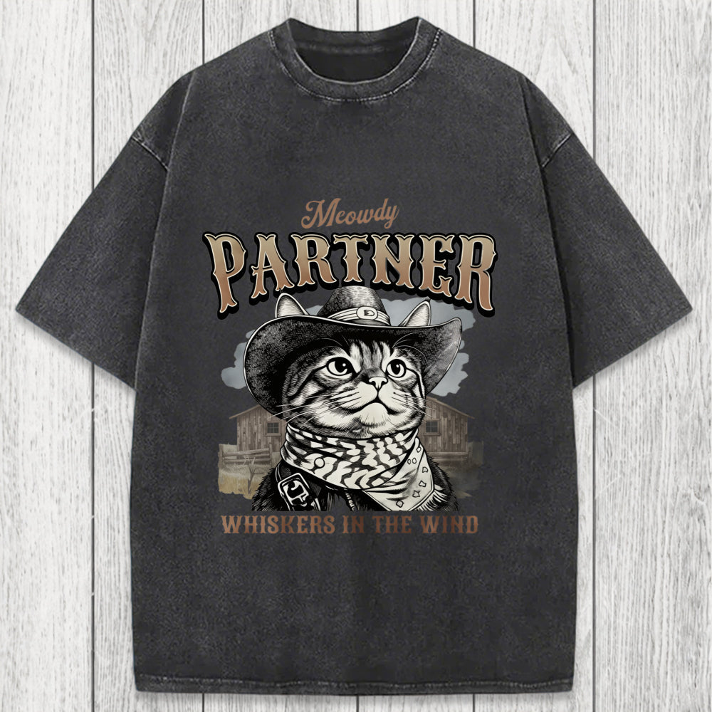 Tokyosol Meowdy Partner Cowboy Cat Washed T-Shirt