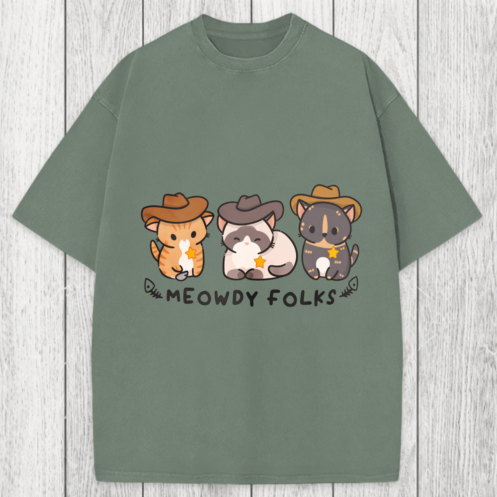 Tokyosol Meowdy Folks Washed T-Shirt