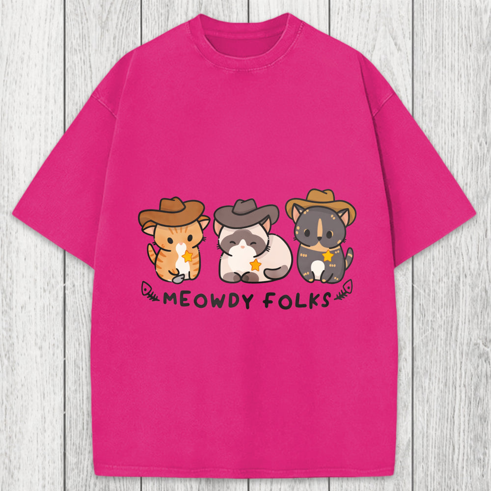 Tokyosol Meowdy Folks Washed T-Shirt