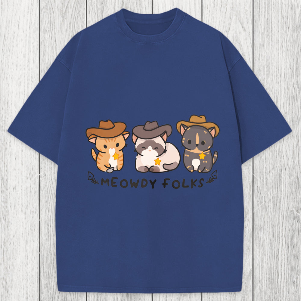 Tokyosol Meowdy Folks Washed T-Shirt