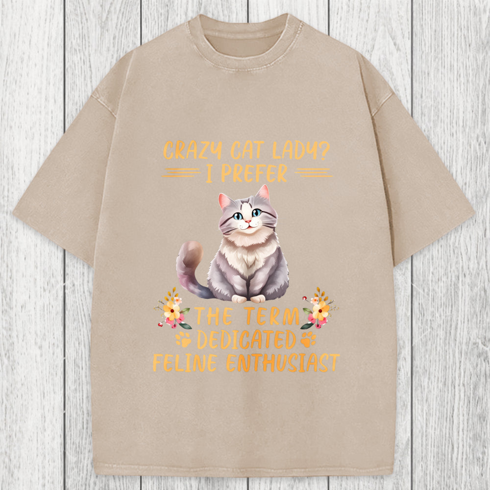 Tokyosol Funny Sarcastic Cat Lady Washed T-Shirt