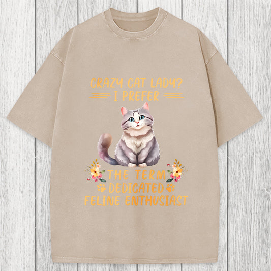 Tokyosol Funny Sarcastic Cat Lady Washed T-Shirt