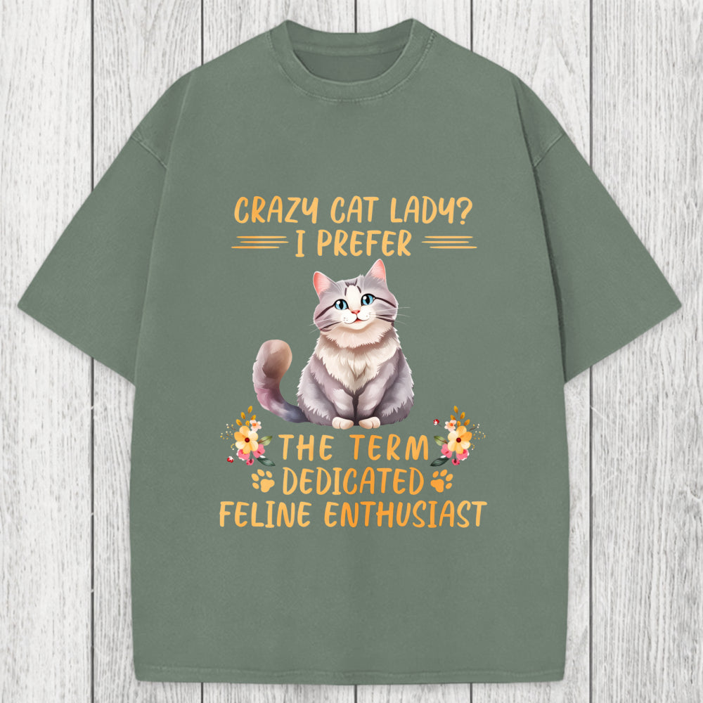 Tokyosol Funny Sarcastic Cat Lady Washed T-Shirt