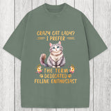 Tokyosol Funny Sarcastic Cat Lady Washed T-Shirt