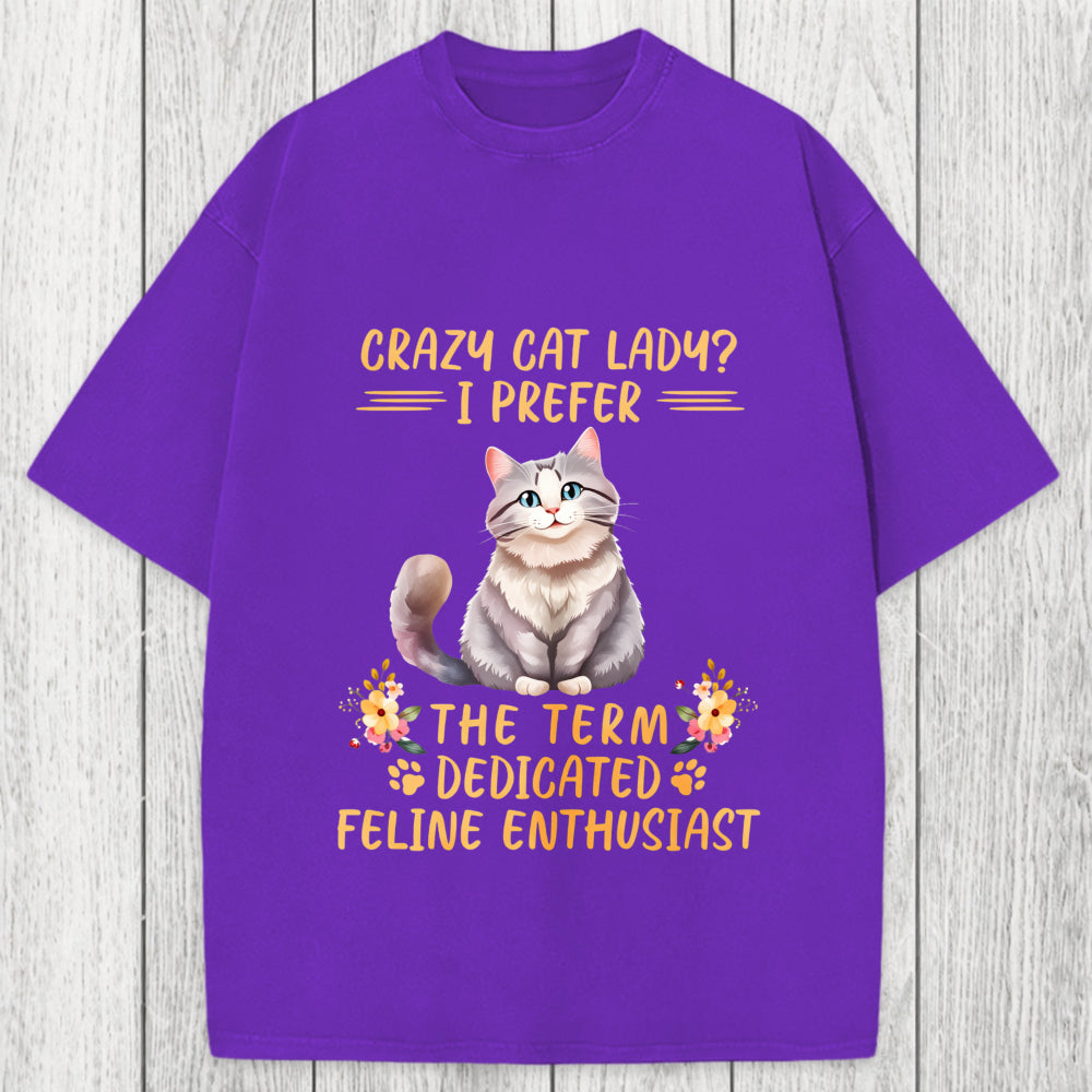 Tokyosol Funny Sarcastic Cat Lady Washed T-Shirt
