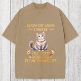 Tokyosol Funny Sarcastic Cat Lady Washed T-Shirt