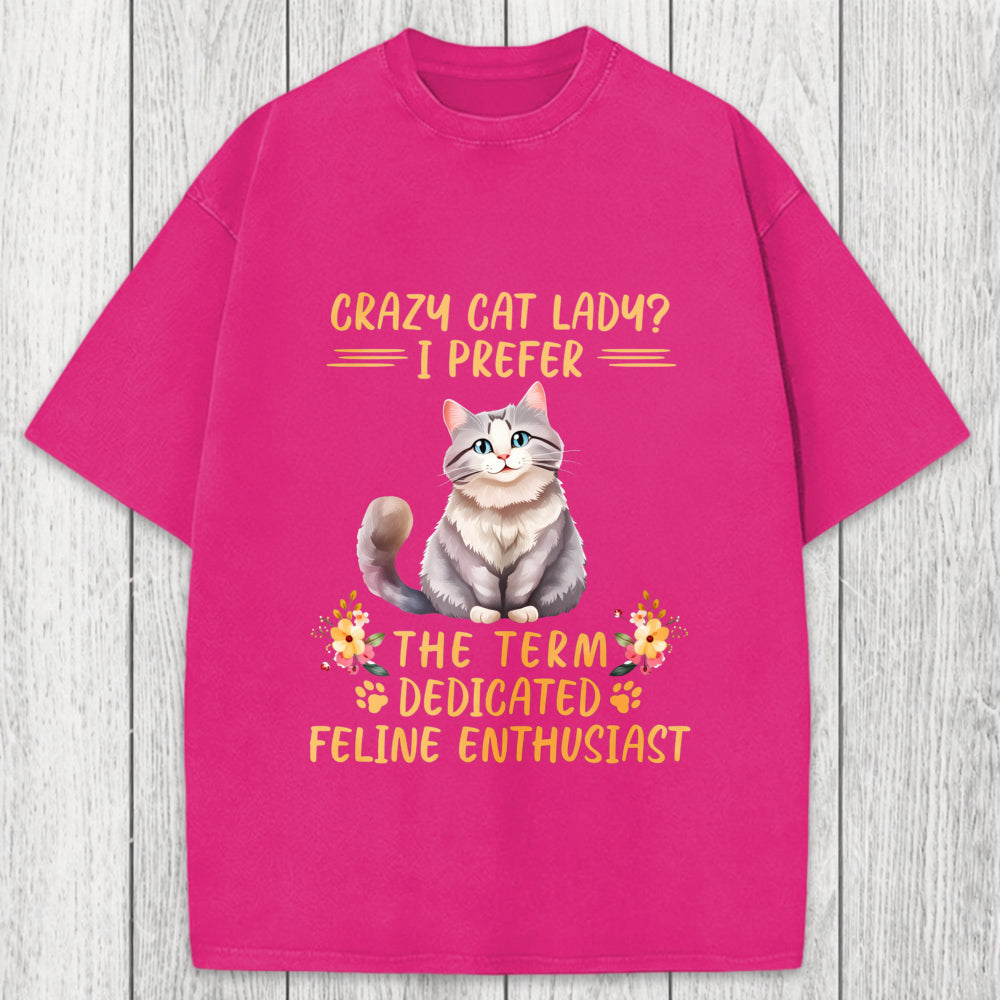 Tokyosol Funny Sarcastic Cat Lady Washed T-Shirt