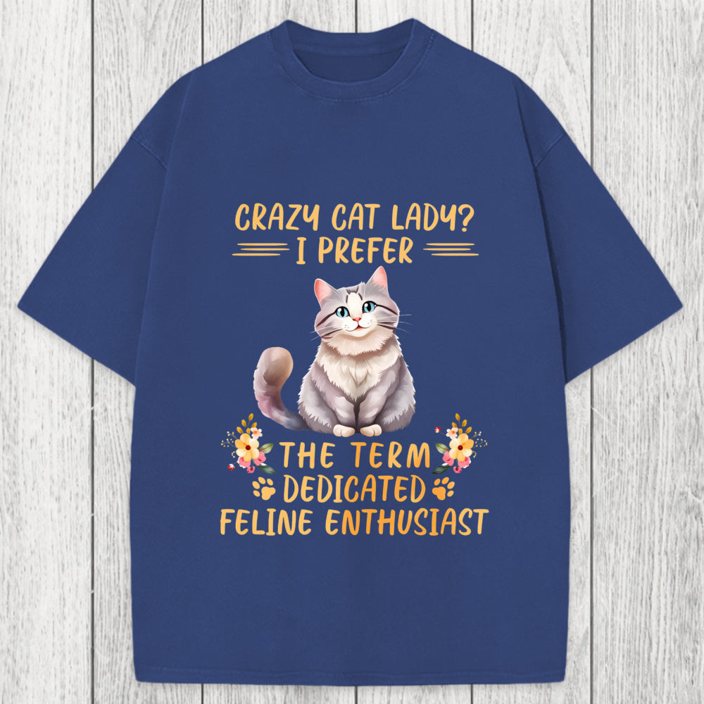 Tokyosol Funny Sarcastic Cat Lady Washed T-Shirt