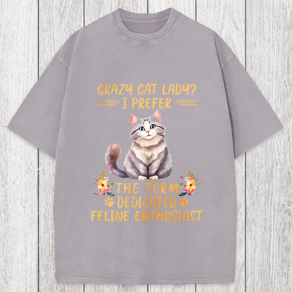 Tokyosol Funny Sarcastic Cat Lady Washed T-Shirt