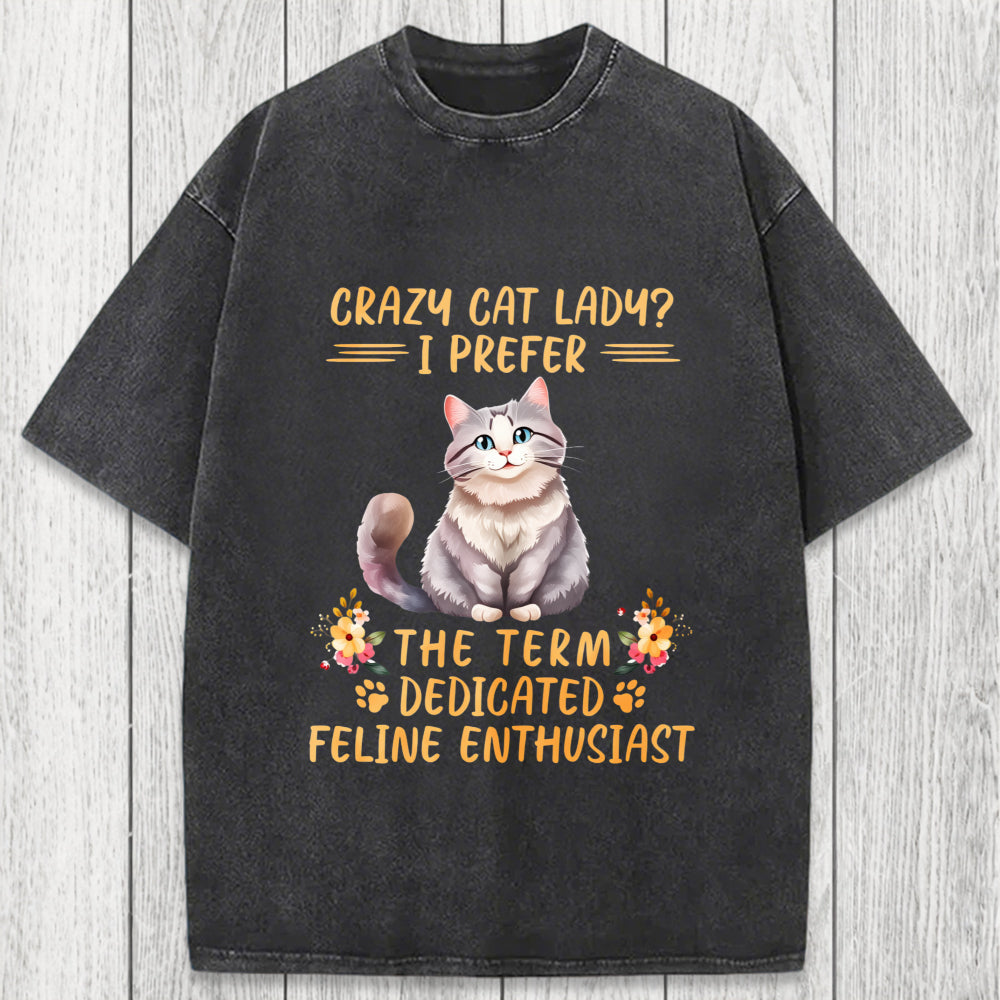Tokyosol Funny Sarcastic Cat Lady Washed T-Shirt