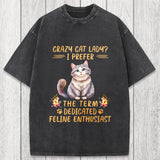 Tokyosol Funny Sarcastic Cat Lady Washed T-Shirt