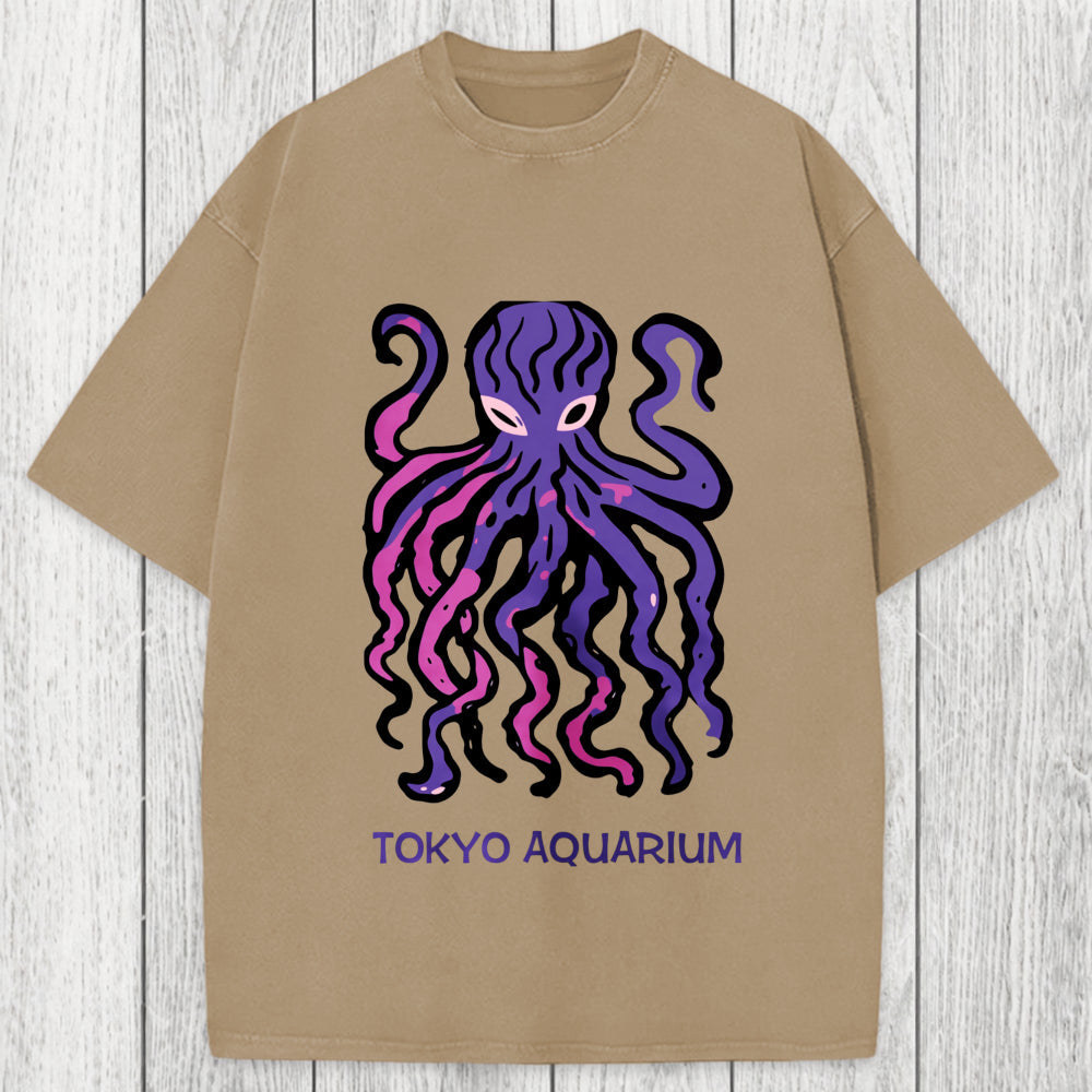 Tokyosol Tokyo Aquarium Octopus Washed T-Shirt
