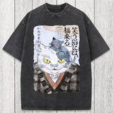 Tokyosol Japanese Vintage Cat Washed T-Shirt