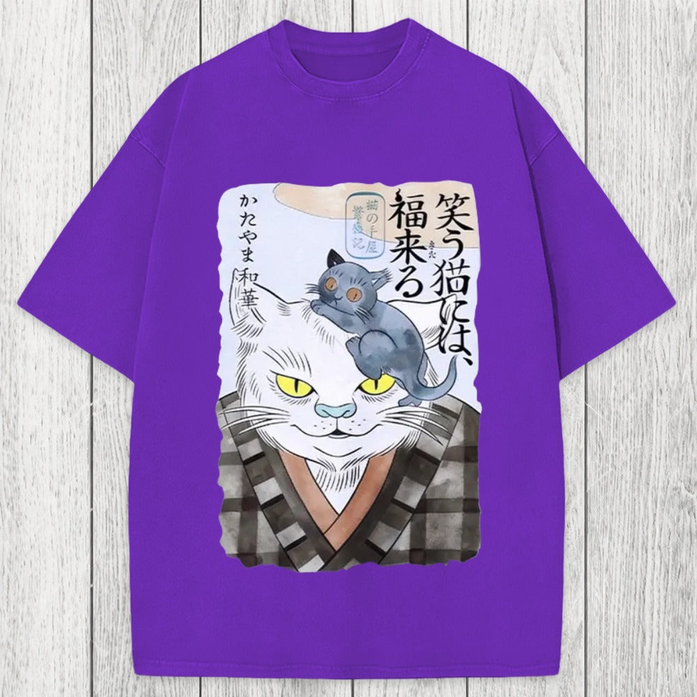 Tokyosol Japanese Vintage Cat Washed T-Shirt