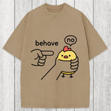 Tokyosol No Behave Stubborn Chicken Meme Washed T-Shirt