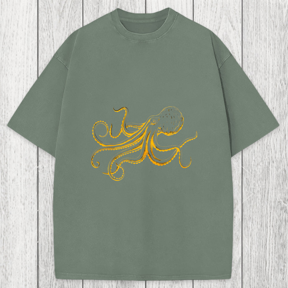 Tokyosol Octopus Japanese Washed T-Shirt