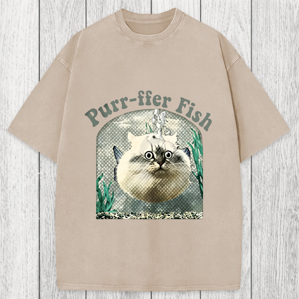 Tokyosol Purr-ffer Fish Cat Washed T-Shirt