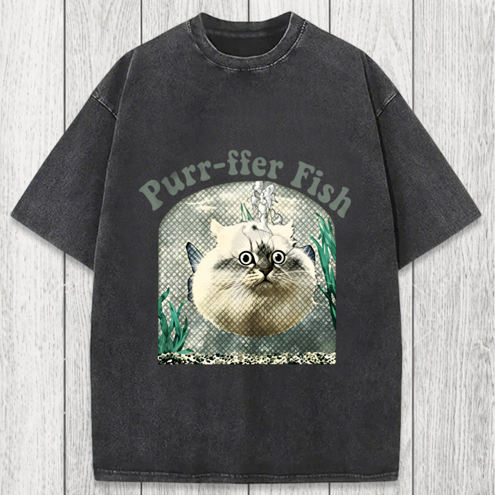 Tokyosol Purr-ffer Fish Cat Washed T-Shirt