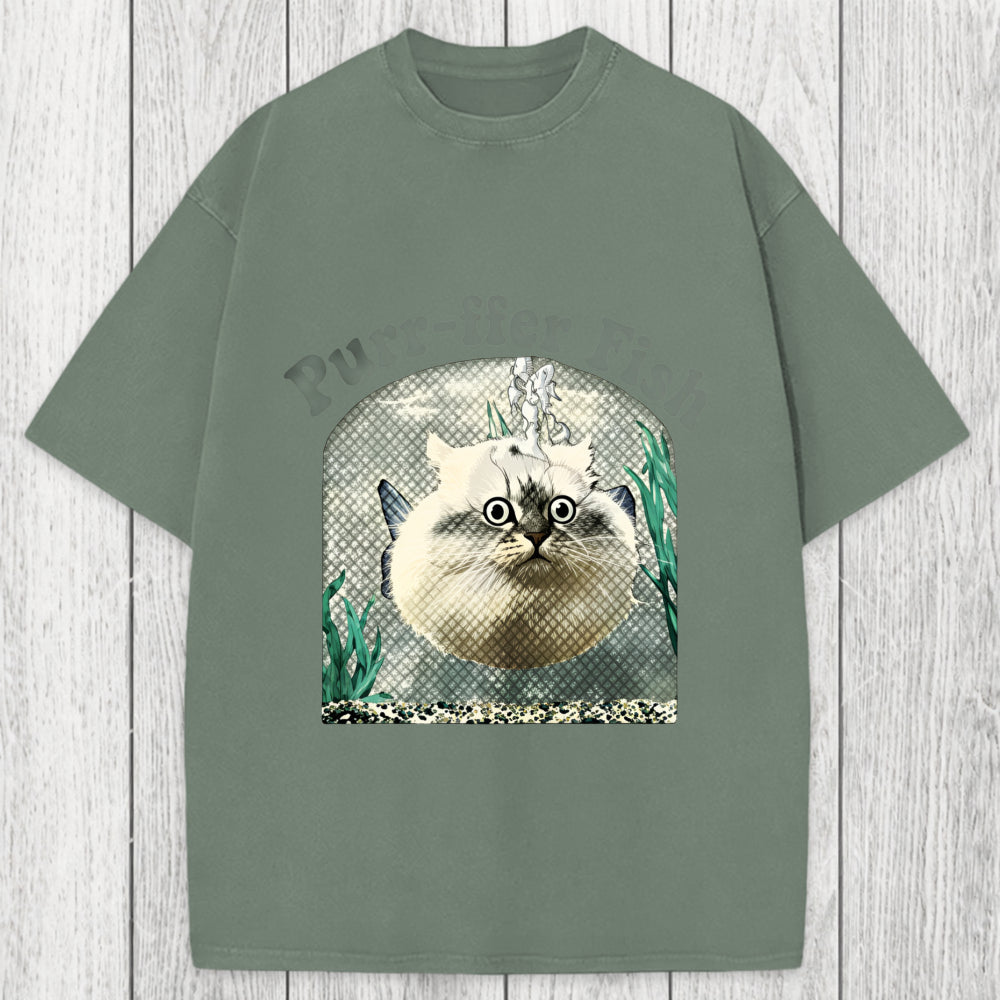 Tokyosol Purr-ffer Fish Cat Washed T-Shirt
