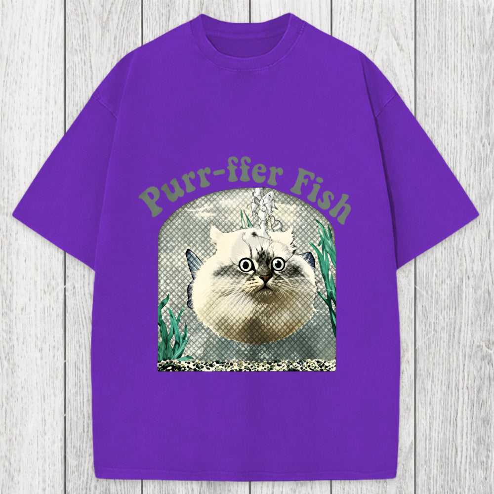 Tokyosol Purr-ffer Fish Cat Washed T-Shirt