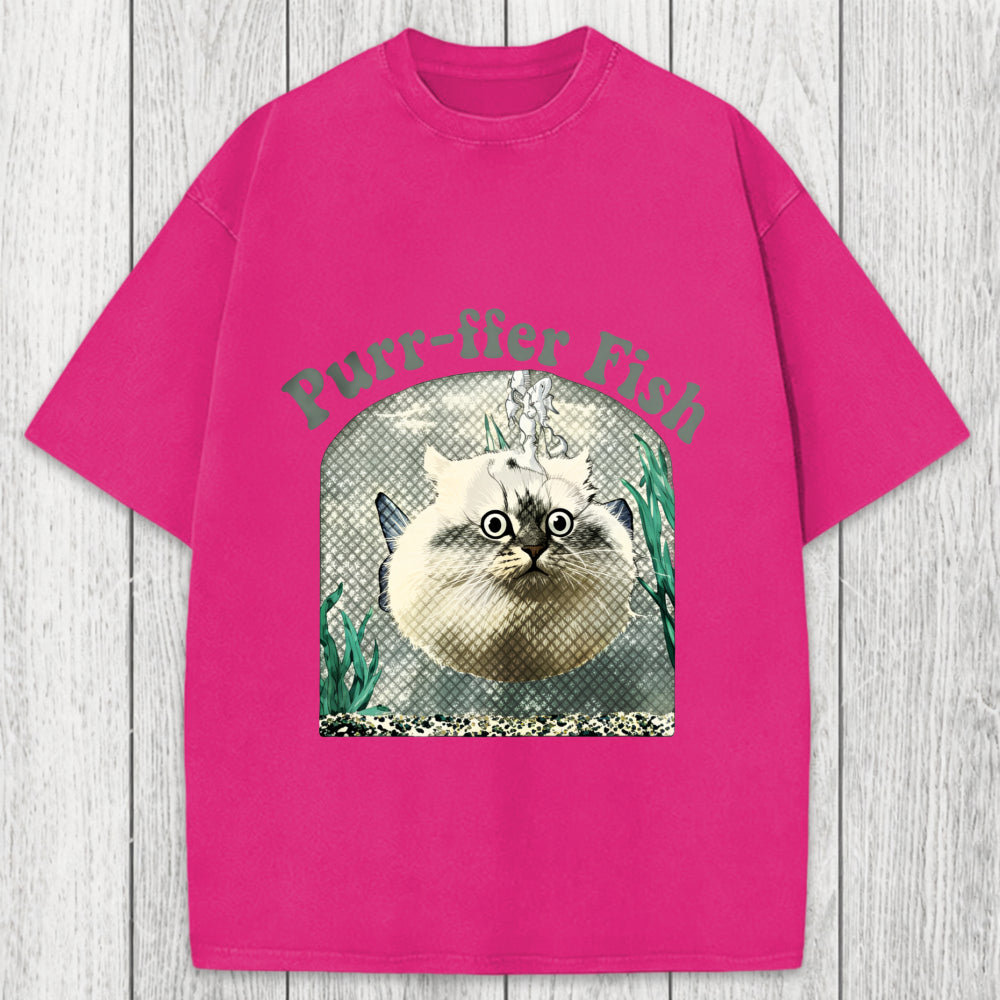 Tokyosol Purr-ffer Fish Cat Washed T-Shirt