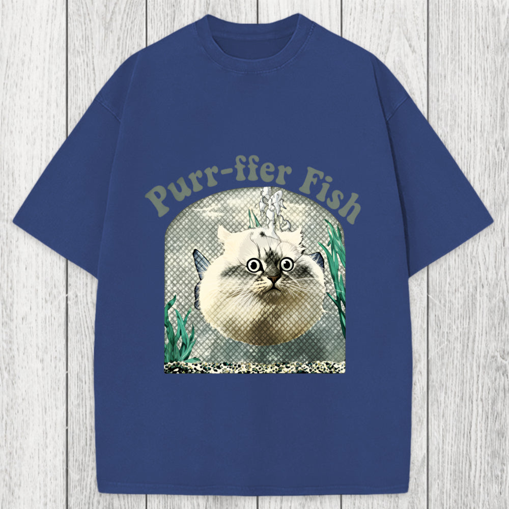 Tokyosol Purr-ffer Fish Cat Washed T-Shirt