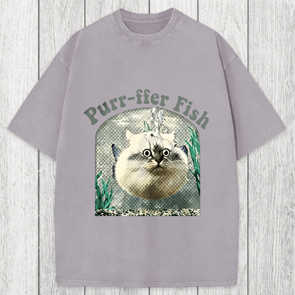 Tokyosol Purr-ffer Fish Cat Washed T-Shirt