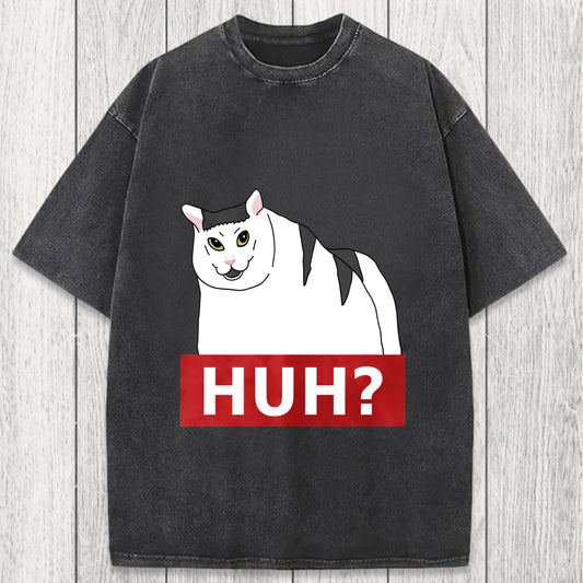 Tokyosol Huh Cat Meme Washed T-Shirt