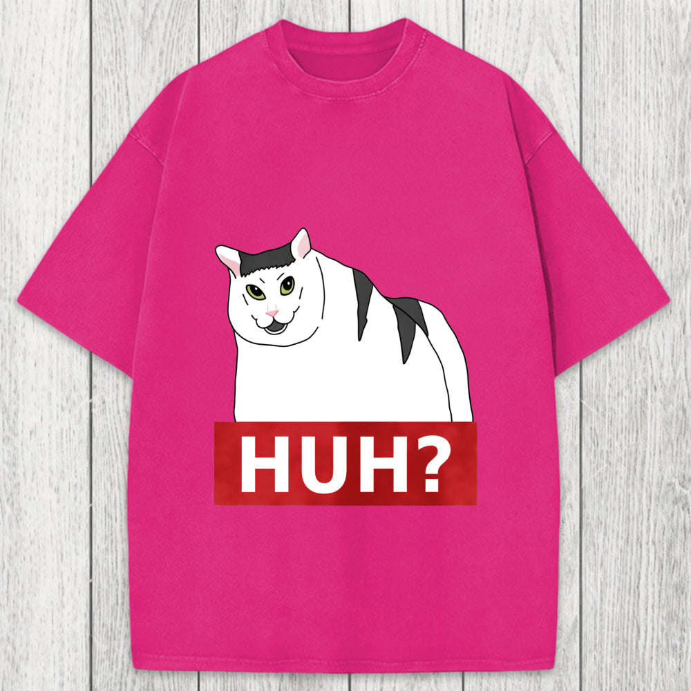 Tokyosol Huh Cat Meme Washed T-Shirt