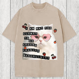 Tokyosol Funny Cat Fragile Masculinity Washed T-Shirt