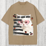 Tokyosol Funny Cat Fragile Masculinity Washed T-Shirt