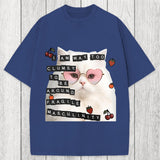 Tokyosol Funny Cat Fragile Masculinity Washed T-Shirt