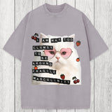 Tokyosol Funny Cat Fragile Masculinity Washed T-Shirt