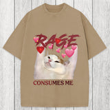 Tokyosol Rage Consumes Me Funny Cat Meme Washed T-Shirt