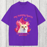 Tokyosol My Tummy Hurts Funny Cat Meme Washed T-Shirt