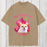 Tokyosol My Tummy Hurts Funny Cat Meme Washed T-Shirt