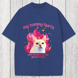 Tokyosol My Tummy Hurts Funny Cat Meme Washed T-Shirt