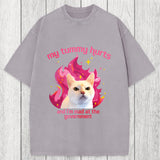 Tokyosol My Tummy Hurts Funny Cat Meme Washed T-Shirt