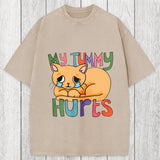 Tokyosol My Tummy Hurts Cat Washed T-Shirt