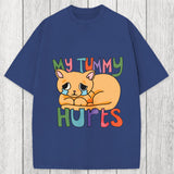 Tokyosol My Tummy Hurts Cat Washed T-Shirt
